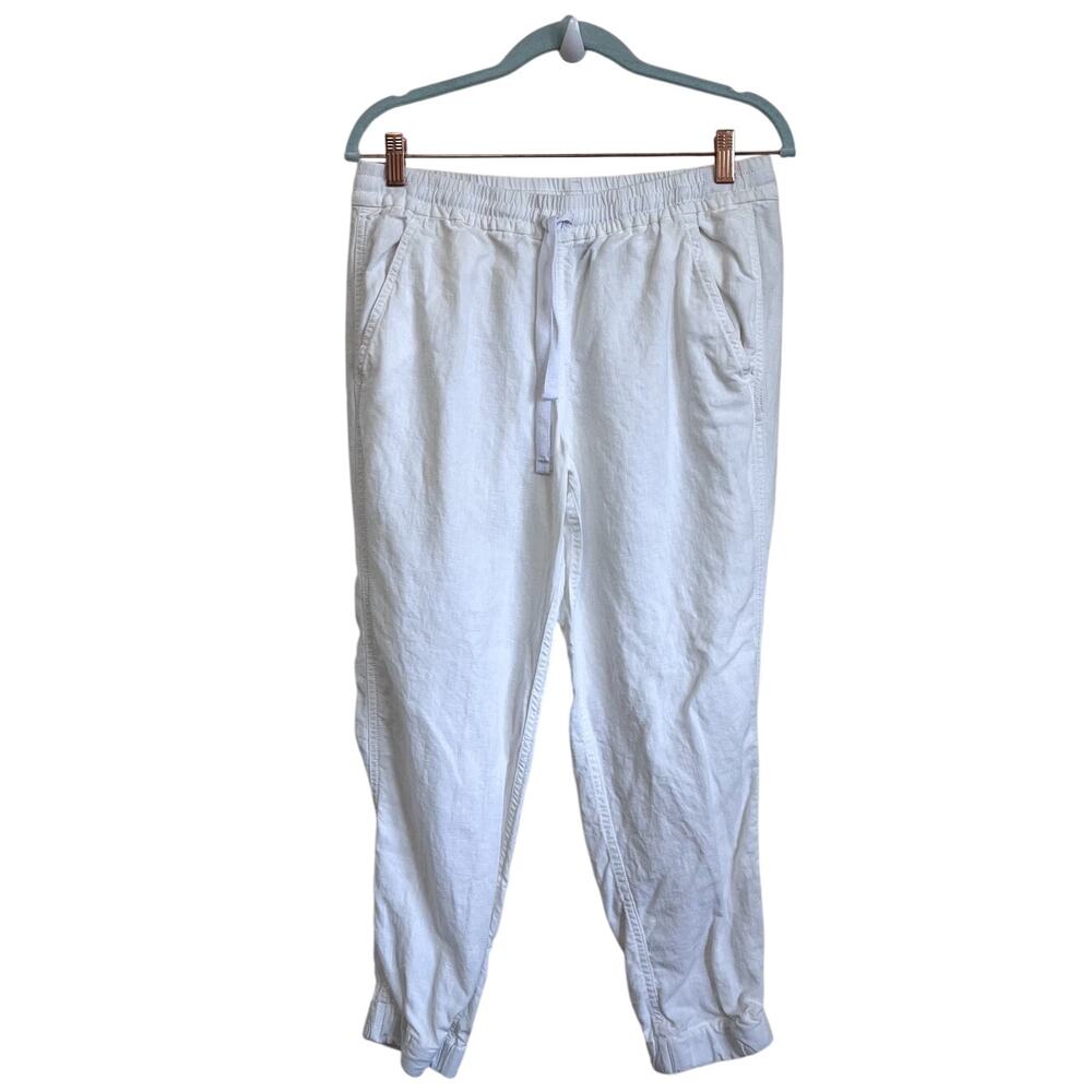 J Crew Womens Euro‎ Summer Joggers 6 White Coastal Woven Beach Resort Pockets